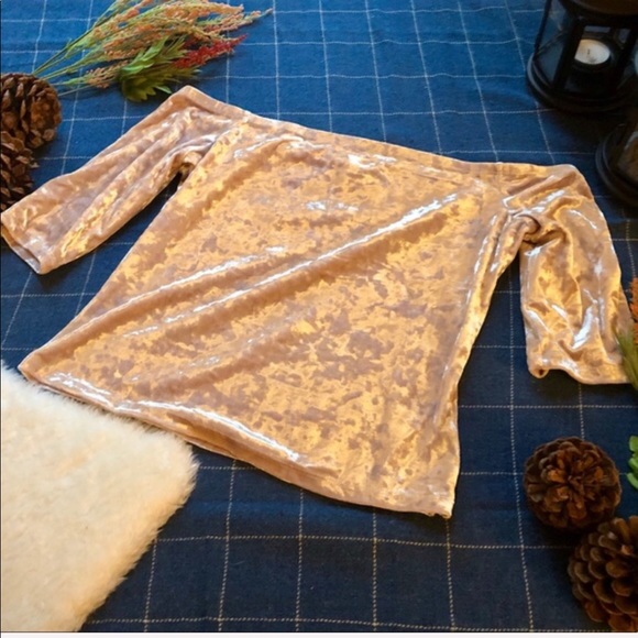 NWOT Forever 21 Crushed Velvet Bardot Top - Picture 2 of 5